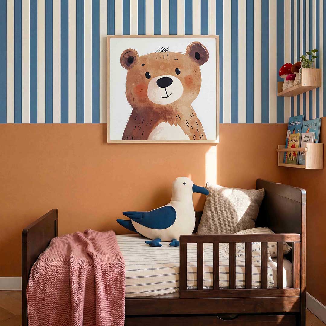 Schattige beer – kids poster in vierkant formaat