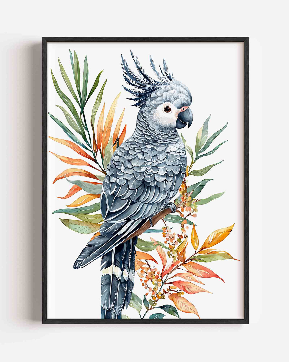 Papegaai en bladeren – jungle portret poster als wanddecoratie