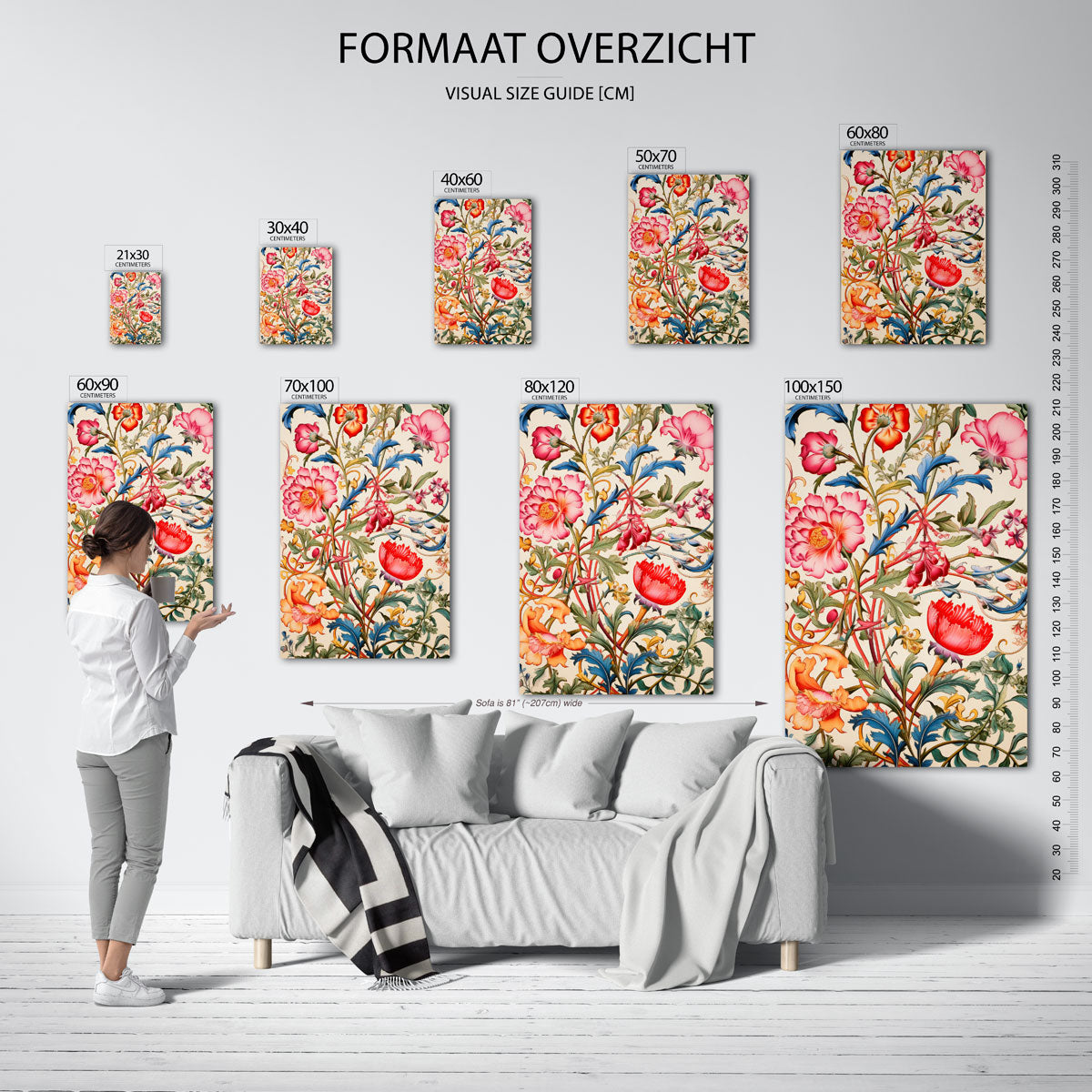 Bloemen en bladeren – staande muurposter met kunst en design