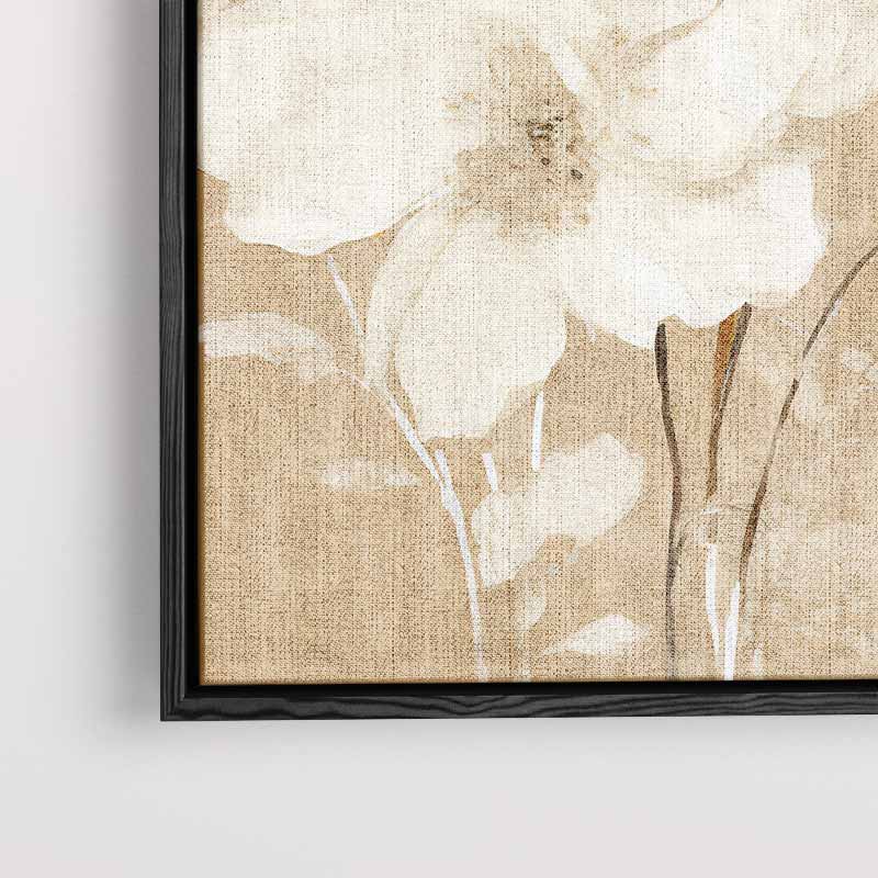 Zachte Bloemendroom op Beige – staand kunstwerk voor modern interieur