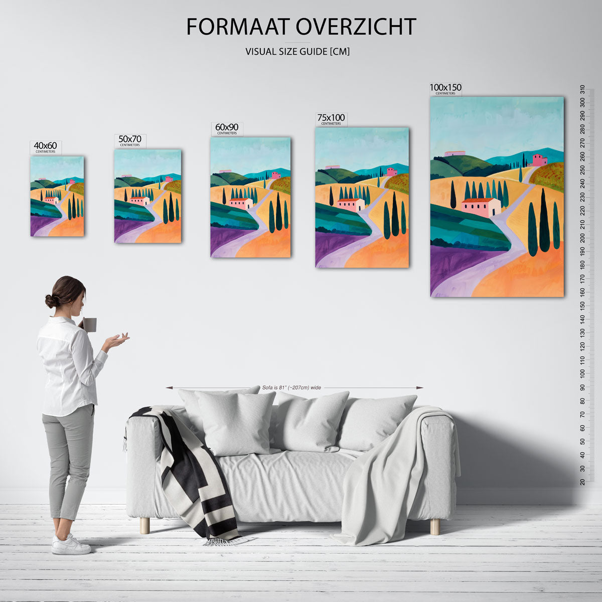 Landschap met heuvels – staand wanddecoratie kunstwerk