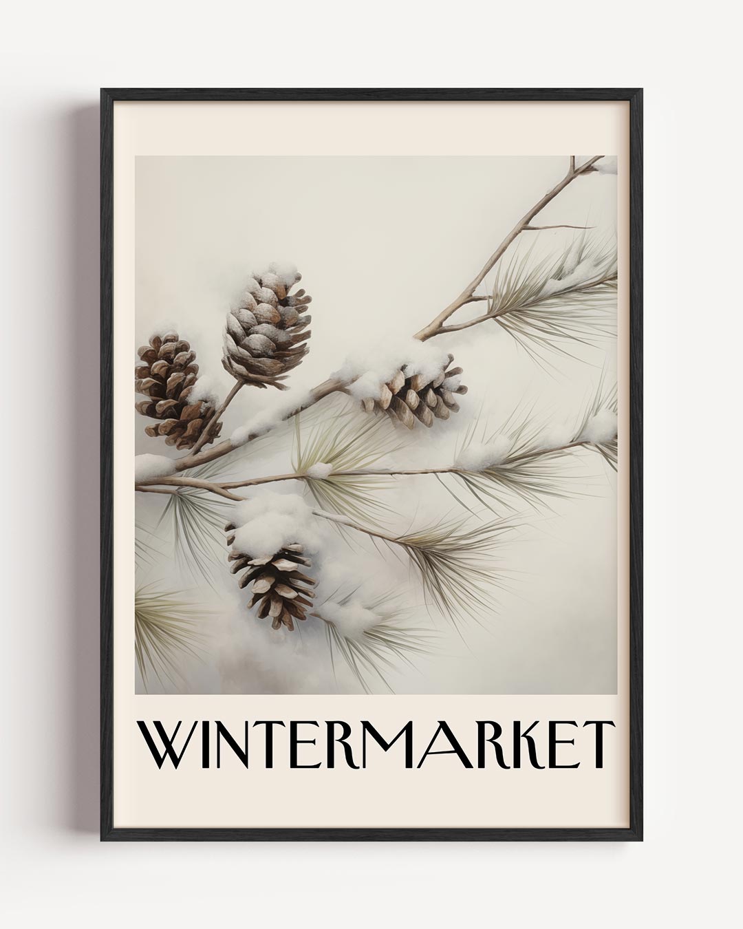 Winterse Dennenappel – kerst portret poster als wanddecoratie
