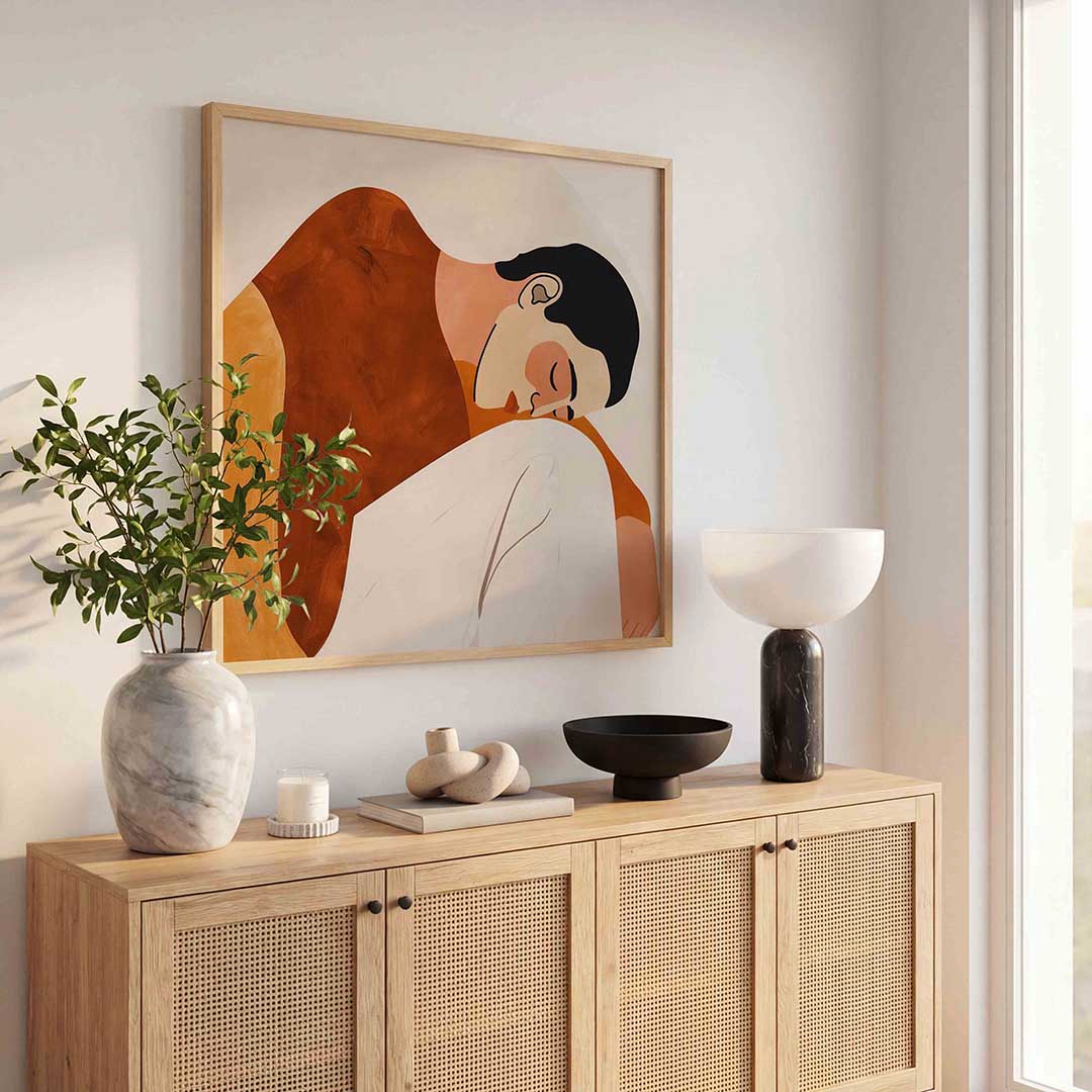 Slapende figuur – kunst en design poster in vierkant formaat