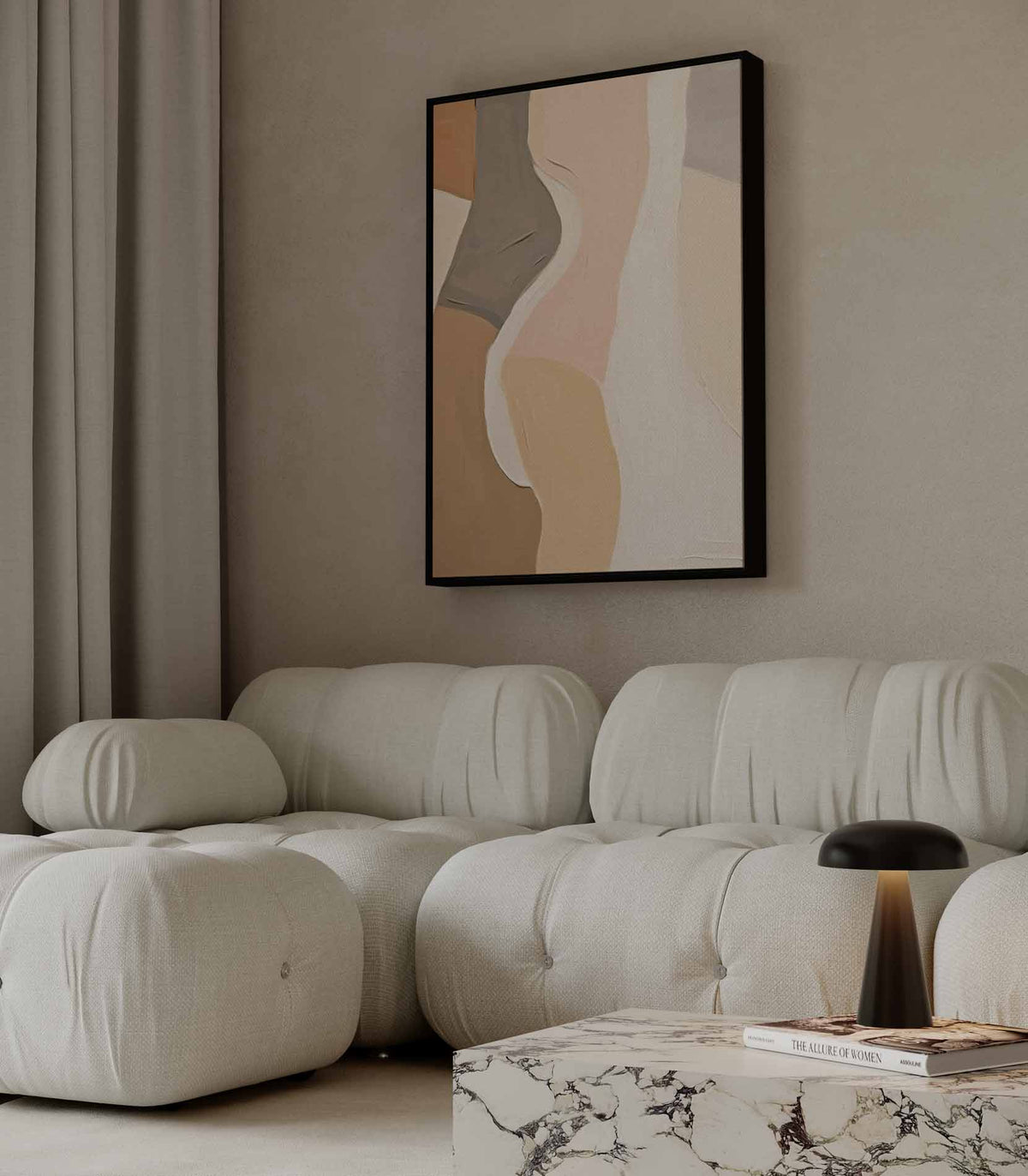 Abstracte Vormen in Zachte Tinten – dibond wanddecoratie in staand formaat