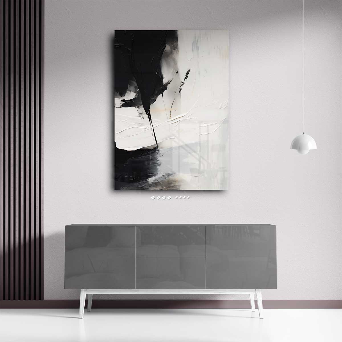 Contrasten in Abstractie – plexiglas wanddecoratie in portret formaat