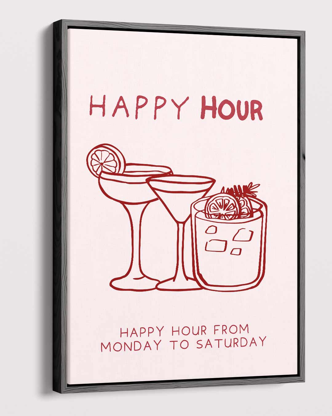 Happy Hour Illustratie – dibond kunstwerk als wanddecoratie