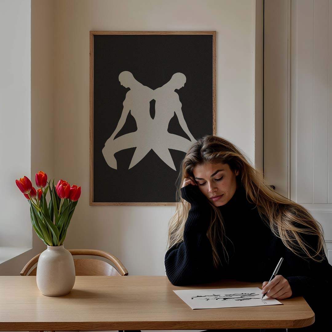 Symmetrische Figuren – staande muurposter met botanische uitstraling