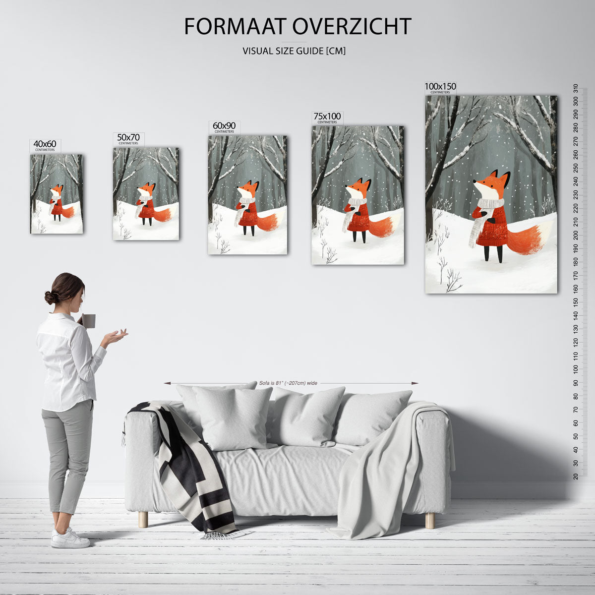 Vos in winterbos – staande wanddecoratie van WallArtistic