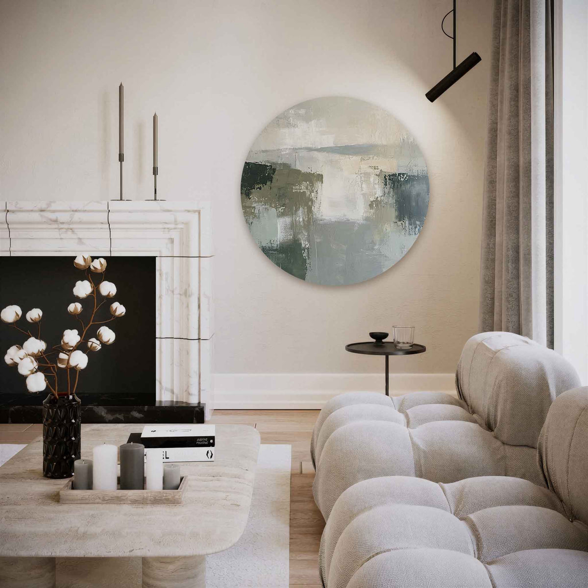 Abstracte landschaps – abstracte textuur muurcirkel als wanddecoratie