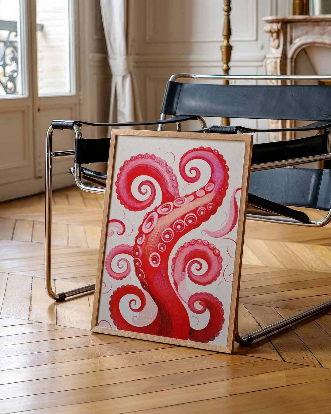 Vrolijke Octopus Tentakels Kunstposter – urban poster in staand formaat