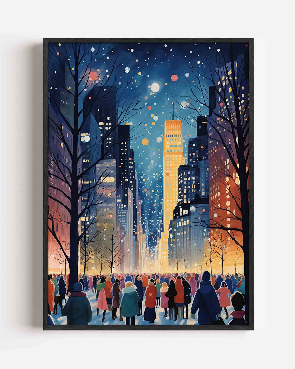 Avondwandeling in de stad – kerst portret poster als wanddecoratie