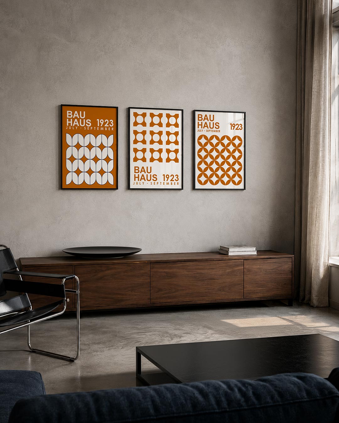 Vorm en kleur posterset – tweede productweergave – deze posterset in drie delen toont een ritmisch patroon van witte vormen