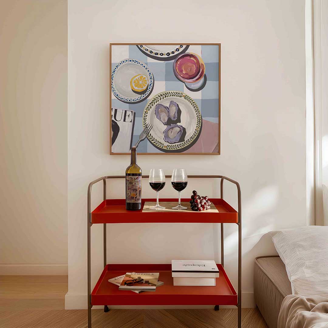 Oesters en citroen – vierkante keuken wanddecoratie van WallArtistic