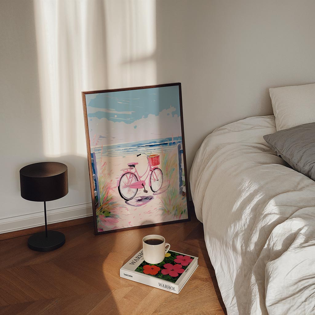 Zomerse Strandfiets – staande Popart wanddecoratie van WallArtistic