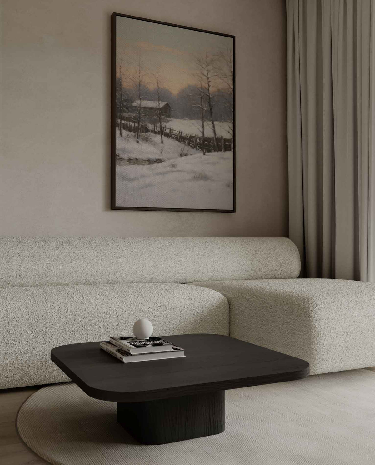 Winterlandschap bij Zonsopgang – dibond wanddecoratie in staand formaat