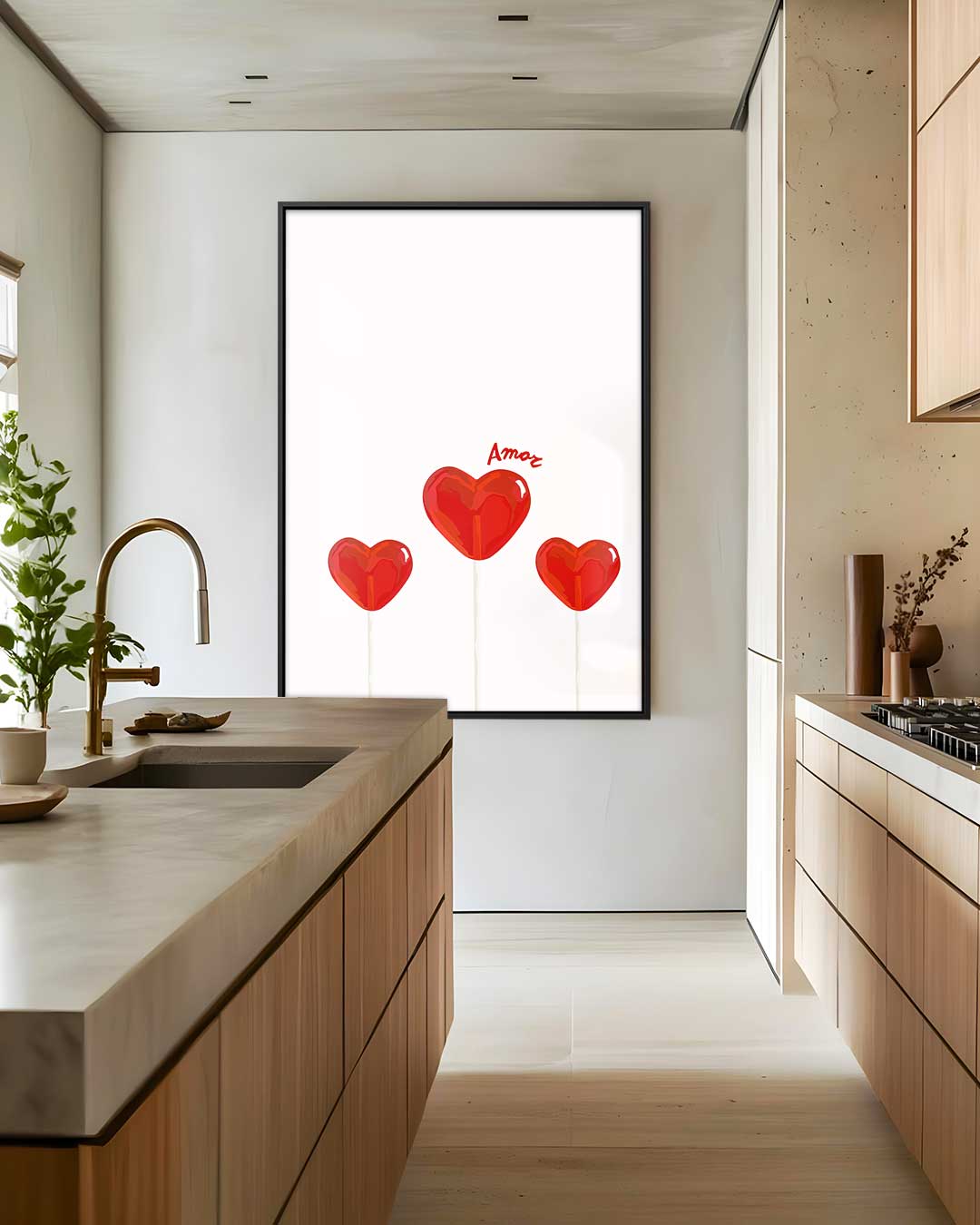 Hartvormige Lollys met Amor Touch – dibond wanddecoratie in staand formaat