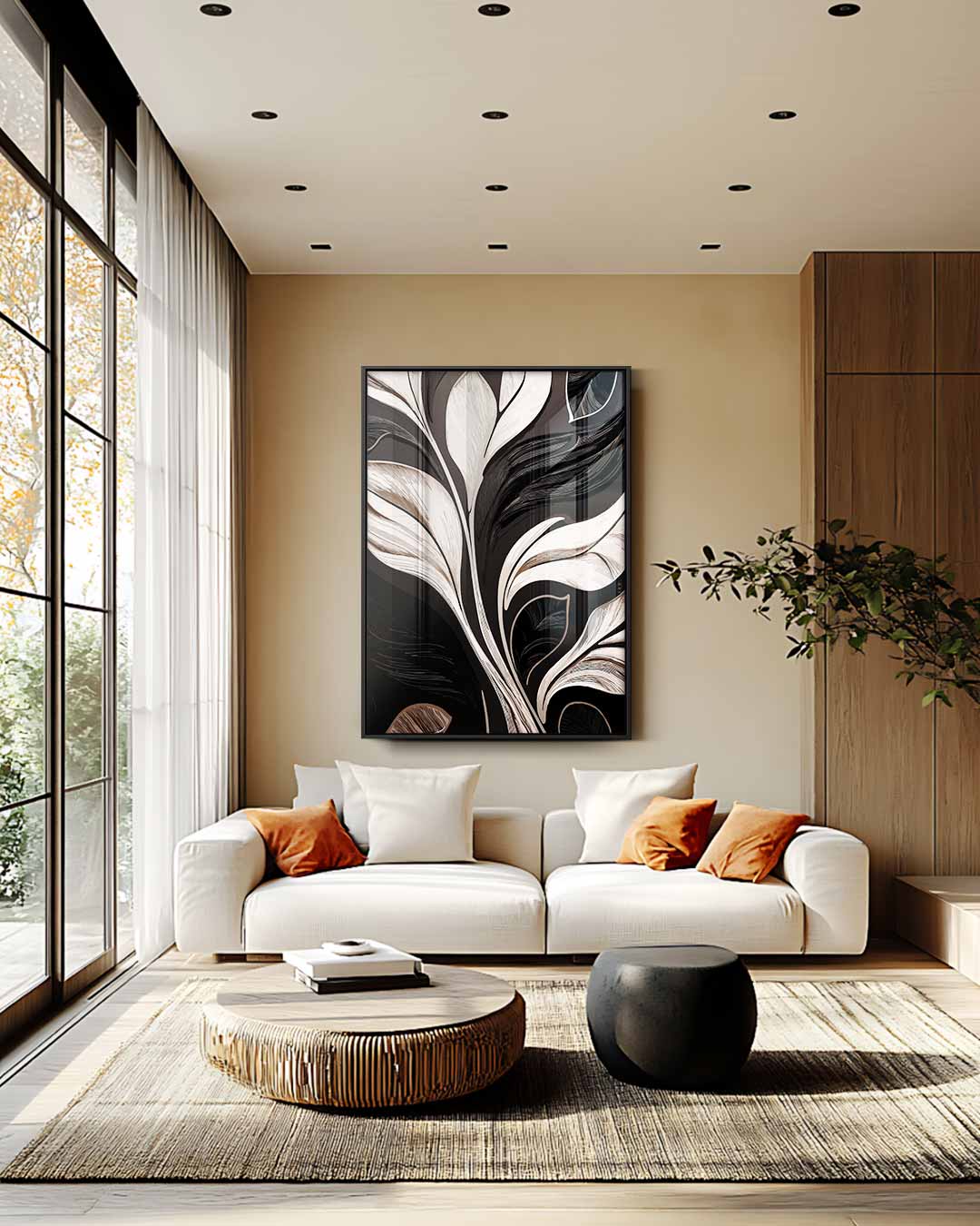 Elegant Botanisch Kunstwerk – staande wandkunst voor woonkamer of interieur