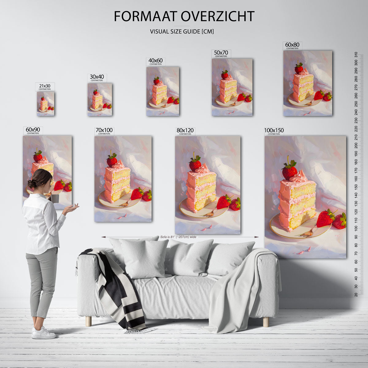 Aardbeientaart – staande muurposter met kleurrijke abstracte vormen