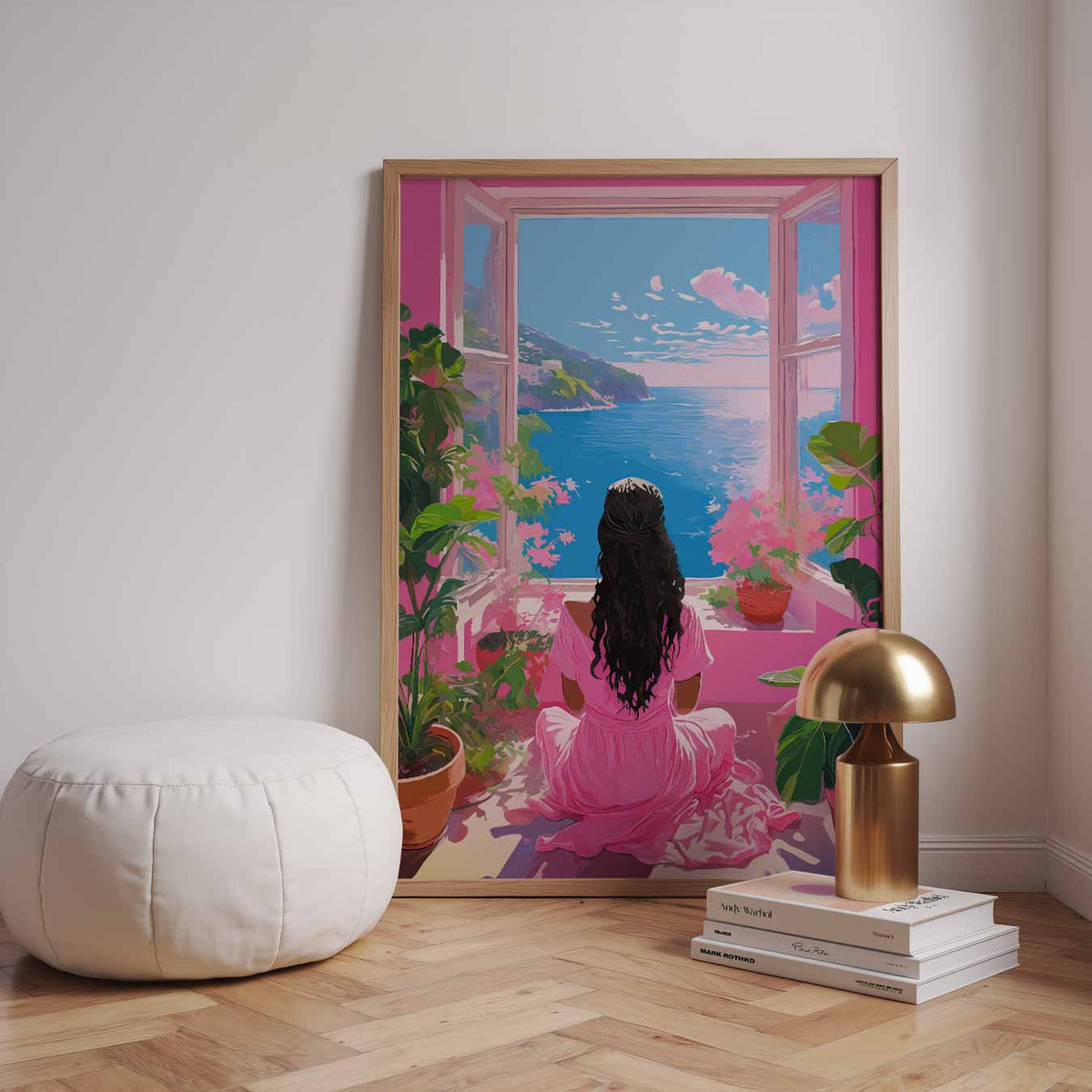 Dromerig Uitzicht aan Zee – staande zomer wanddecoratie van WallArtistic