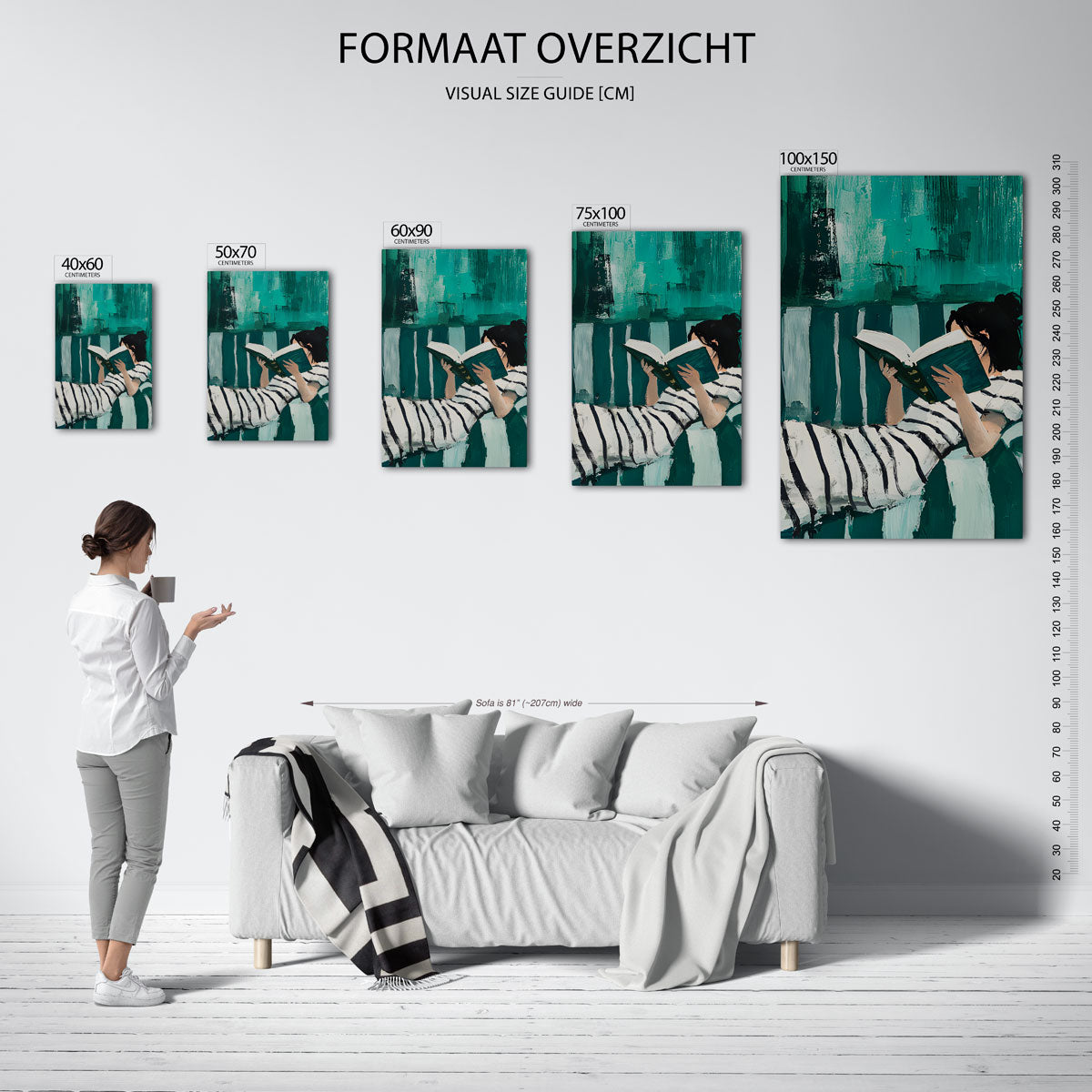 Lezende vrouw – decoratief kunstwerk voor aan de muur