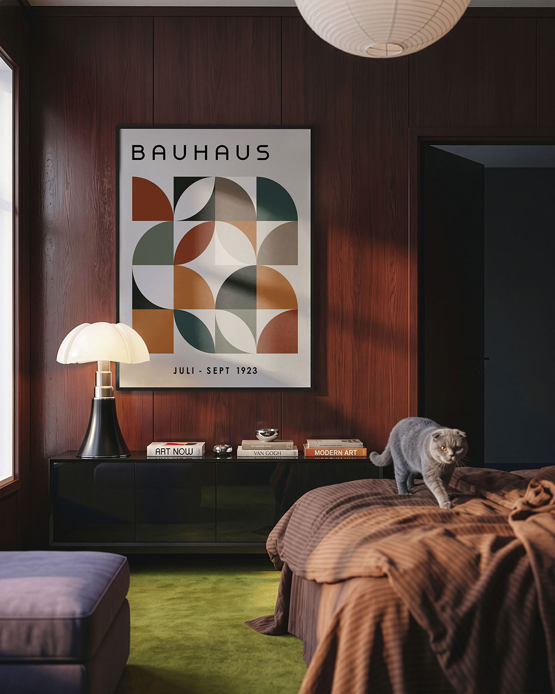 Vormritme en kleur – geometrische Bauhaus poster in staand formaat