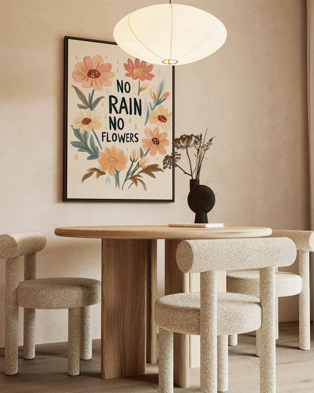 Bloemenregen Inspiratieposter – kunstwerk met zwarte baklijst