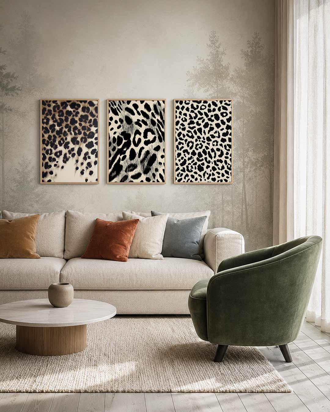 Vlekkenpatroon driedelige posterset – deze posterset in drie delen toont een speels patroon van