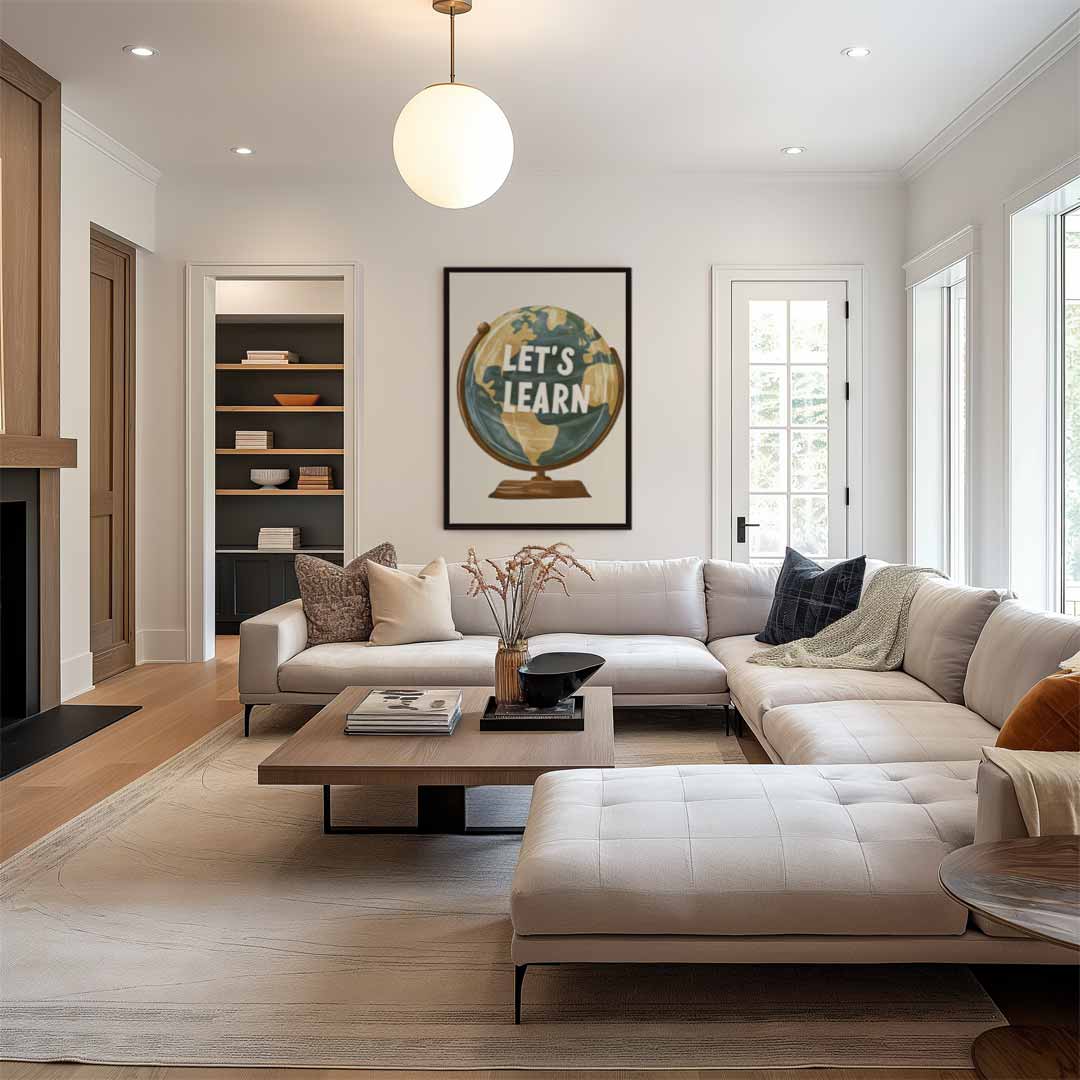 Wereldbol "Let's Learn – modern portret kunstwerk van WallArtistic