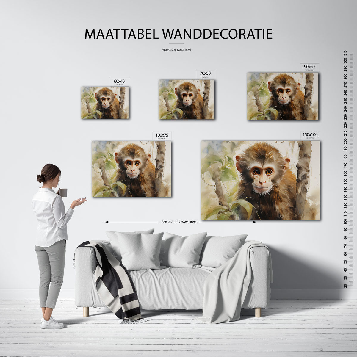 Dromerige aap – Jungle kunstwerk – kunstwerk op canvas, dibond of plexiglas