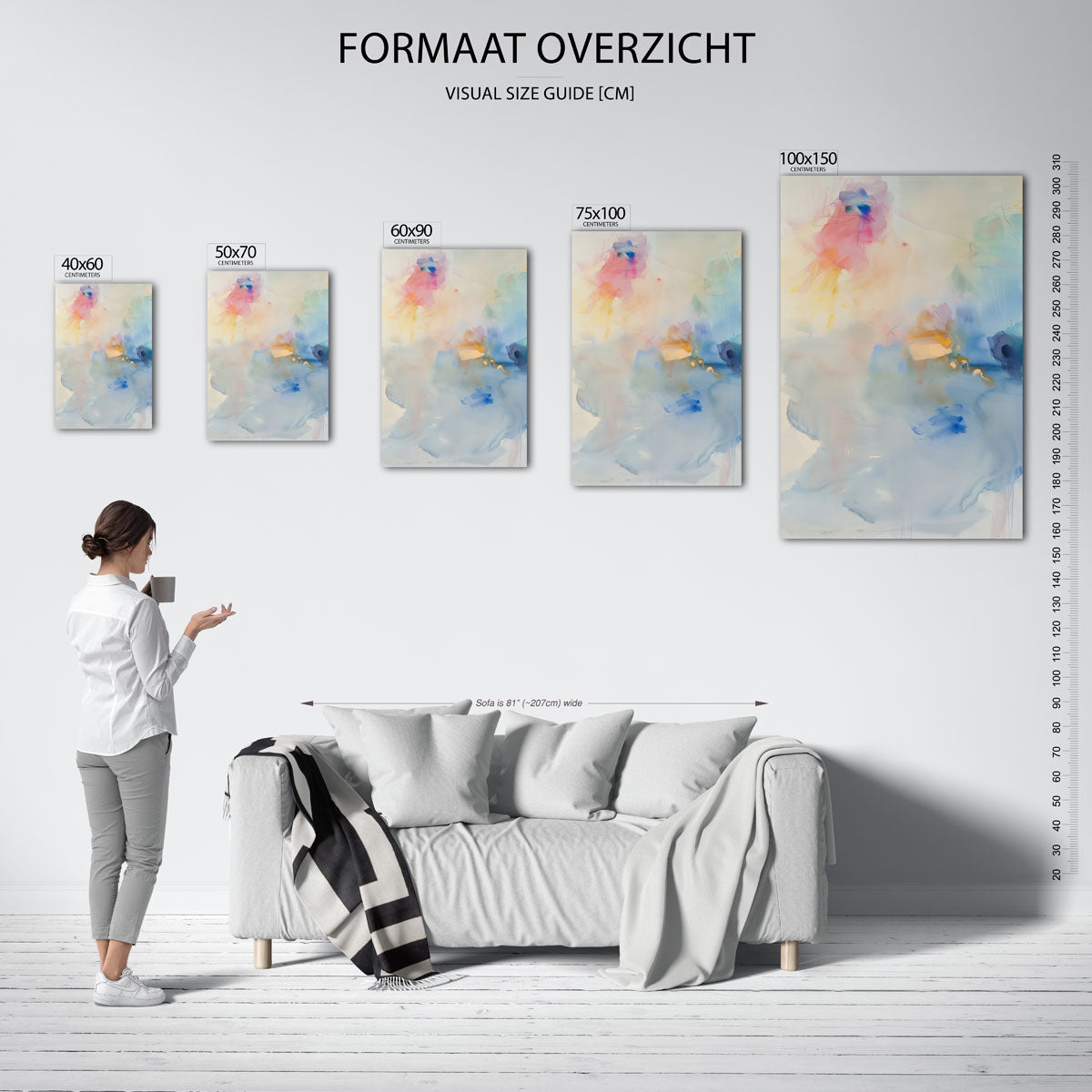 Kleurrijke vegen – staand wanddecoratie kunstwerk