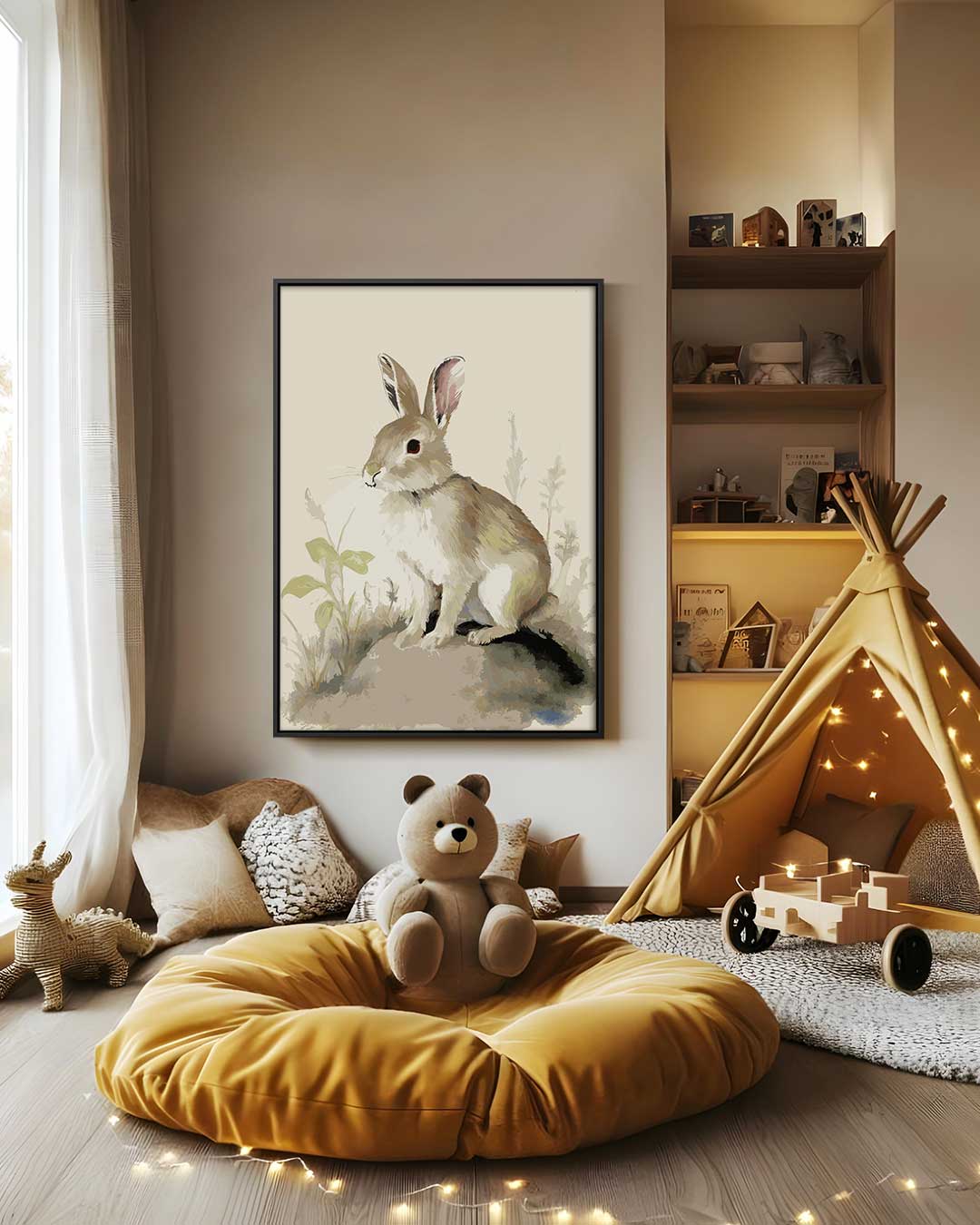 Schattig Konijn in de Natuur – modern portret kunstwerk van WallArtistic