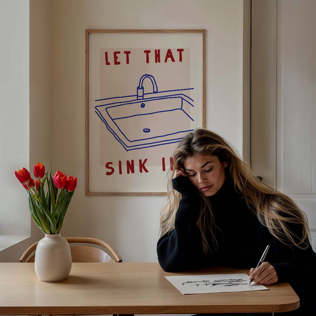 Creatieve "Let That Sink In" – culinaire wandkunst als portret poster