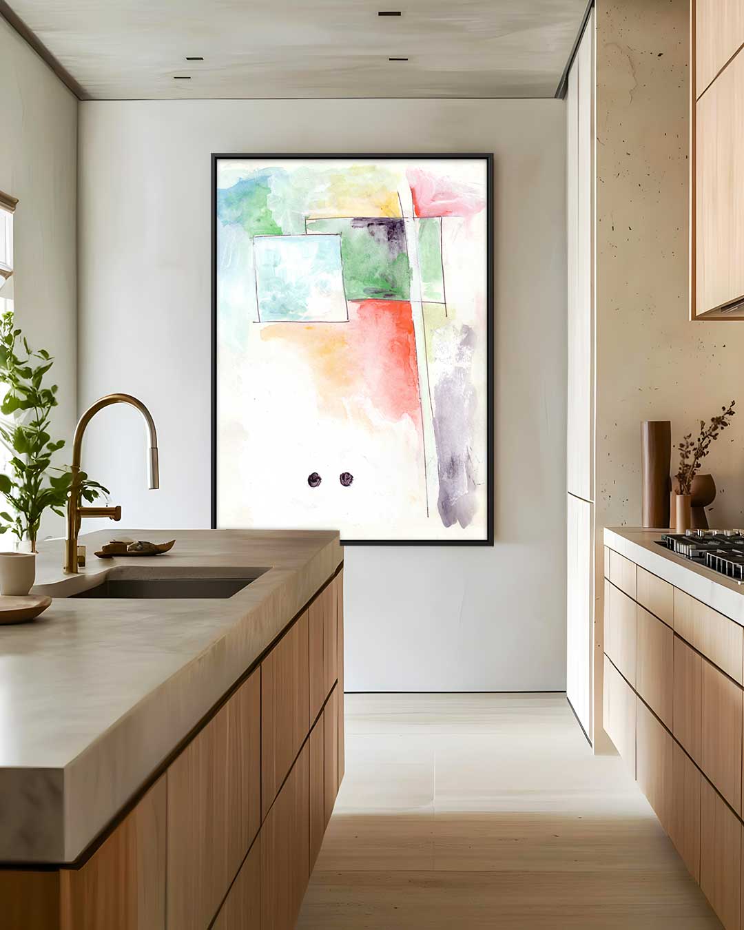 Abstracte Kleurenexplosie – staande wandkunst voor woonkamer of interieur