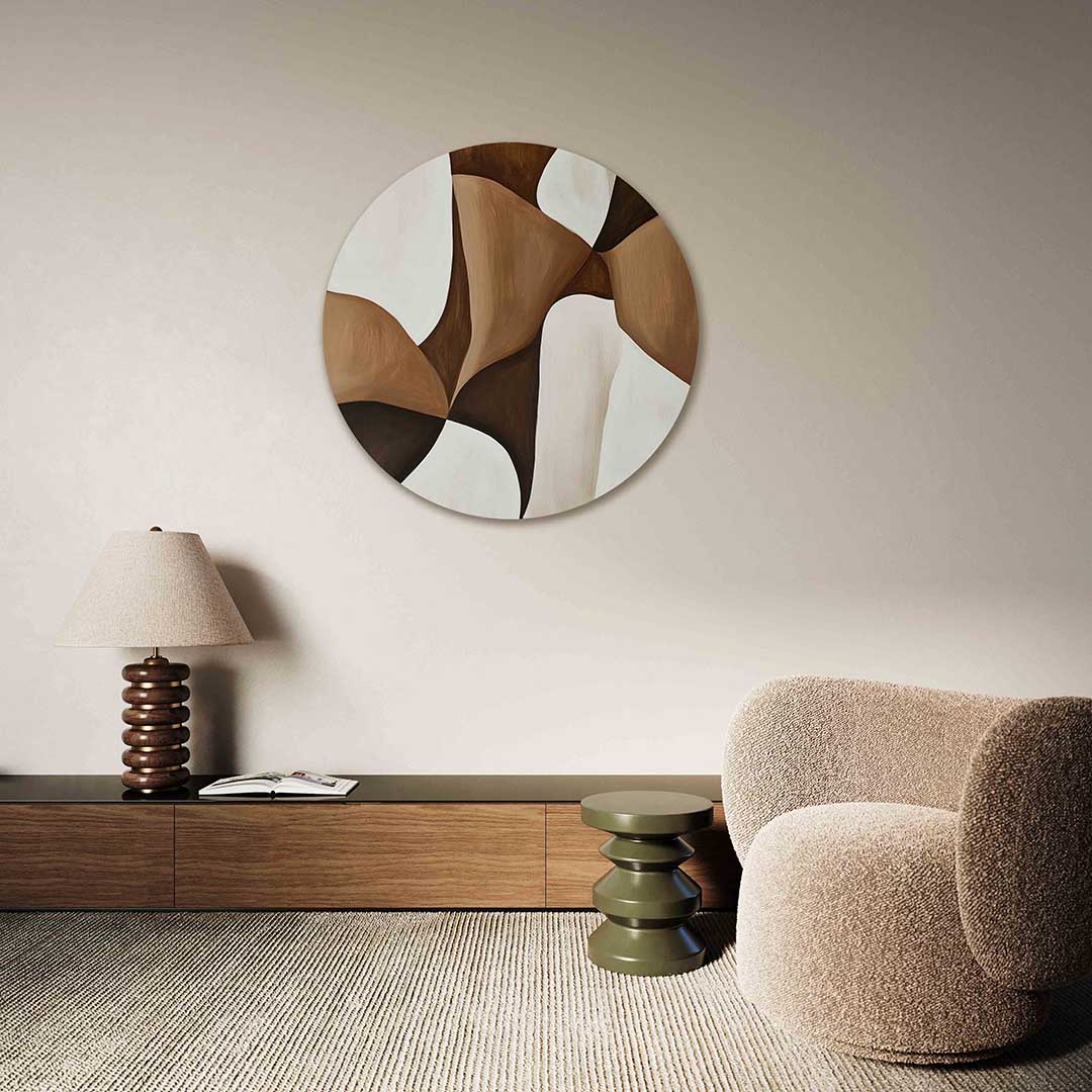 Abstracte vormen – abstracte muurcirkel als ronde wanddecoratie