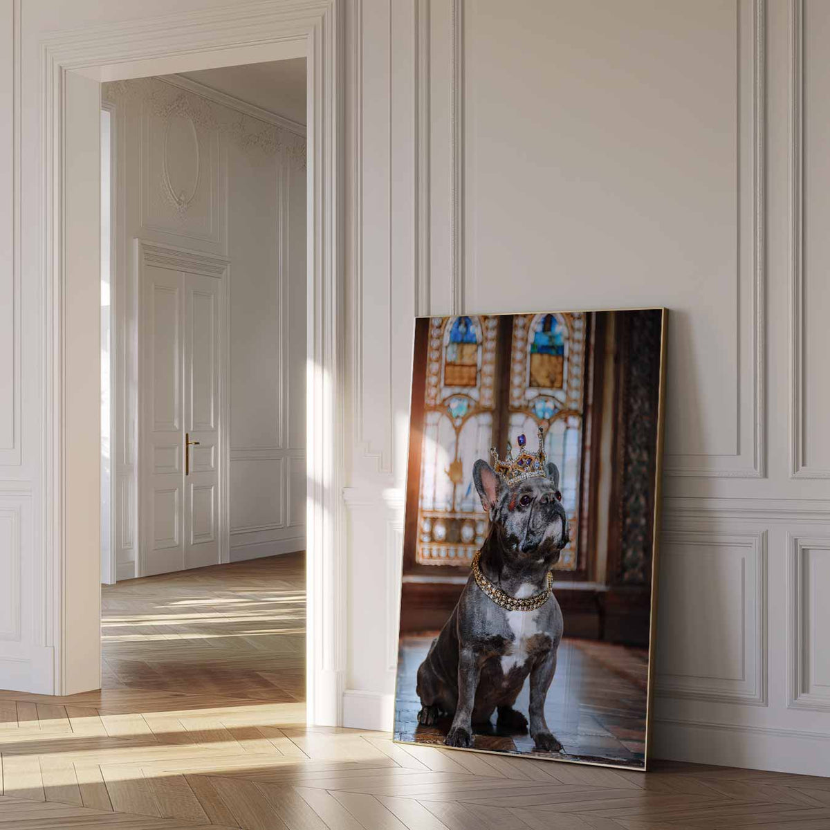 Koninklijke Bulldog – dierenposter als moderne staande wanddecoratie
