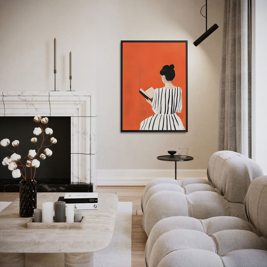 Vrouw met boek – moderne staande wandkunst