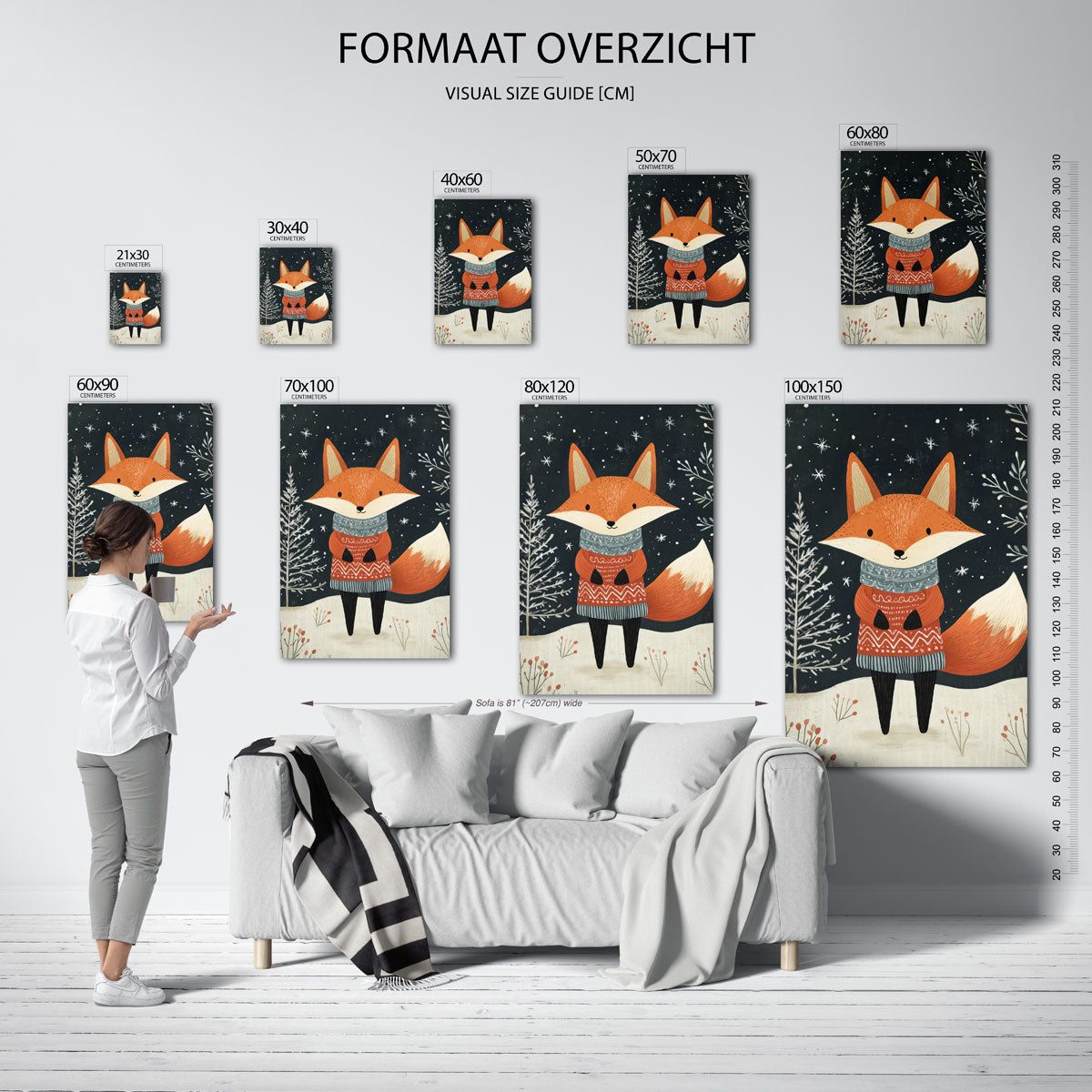 Vos met trui – staande muurposter voor de kinderkamer