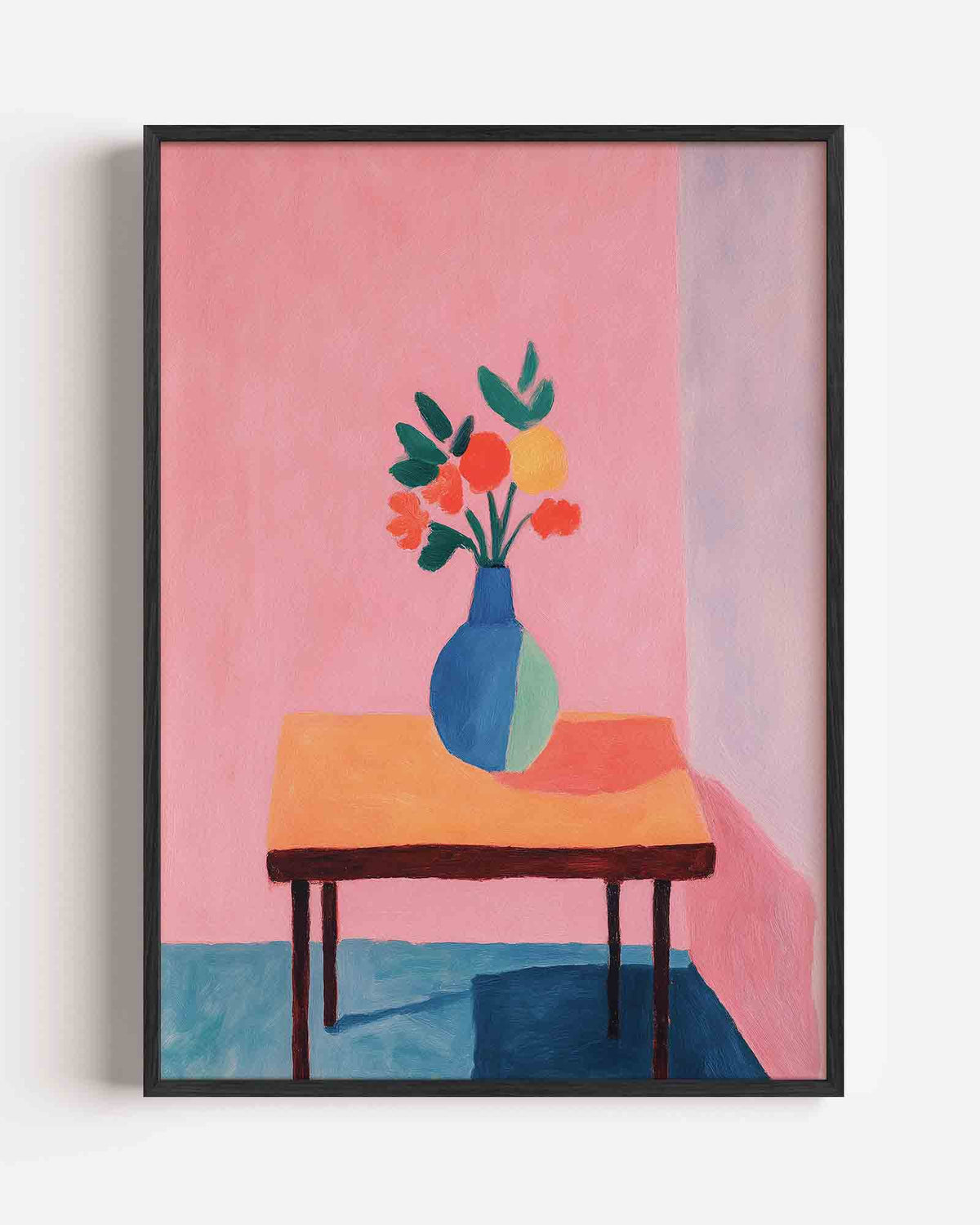 Bloemenvaas op tafel – botanische portret poster als wanddecoratie
