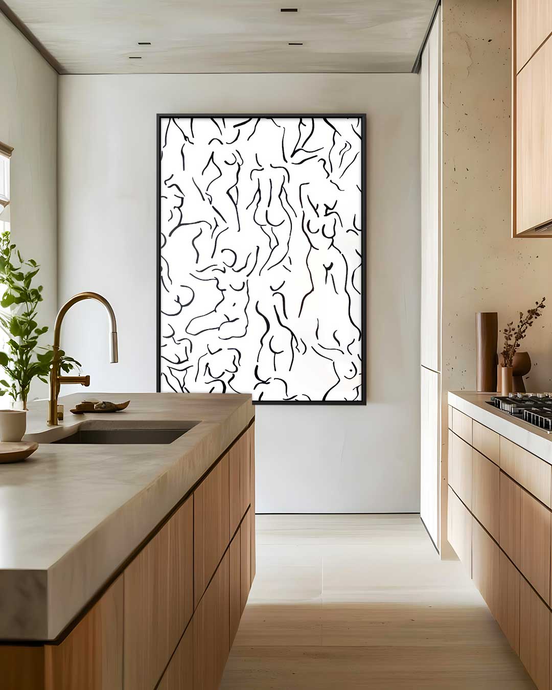 Elegante Lijn Spel – staande wandkunst voor woonkamer of interieur