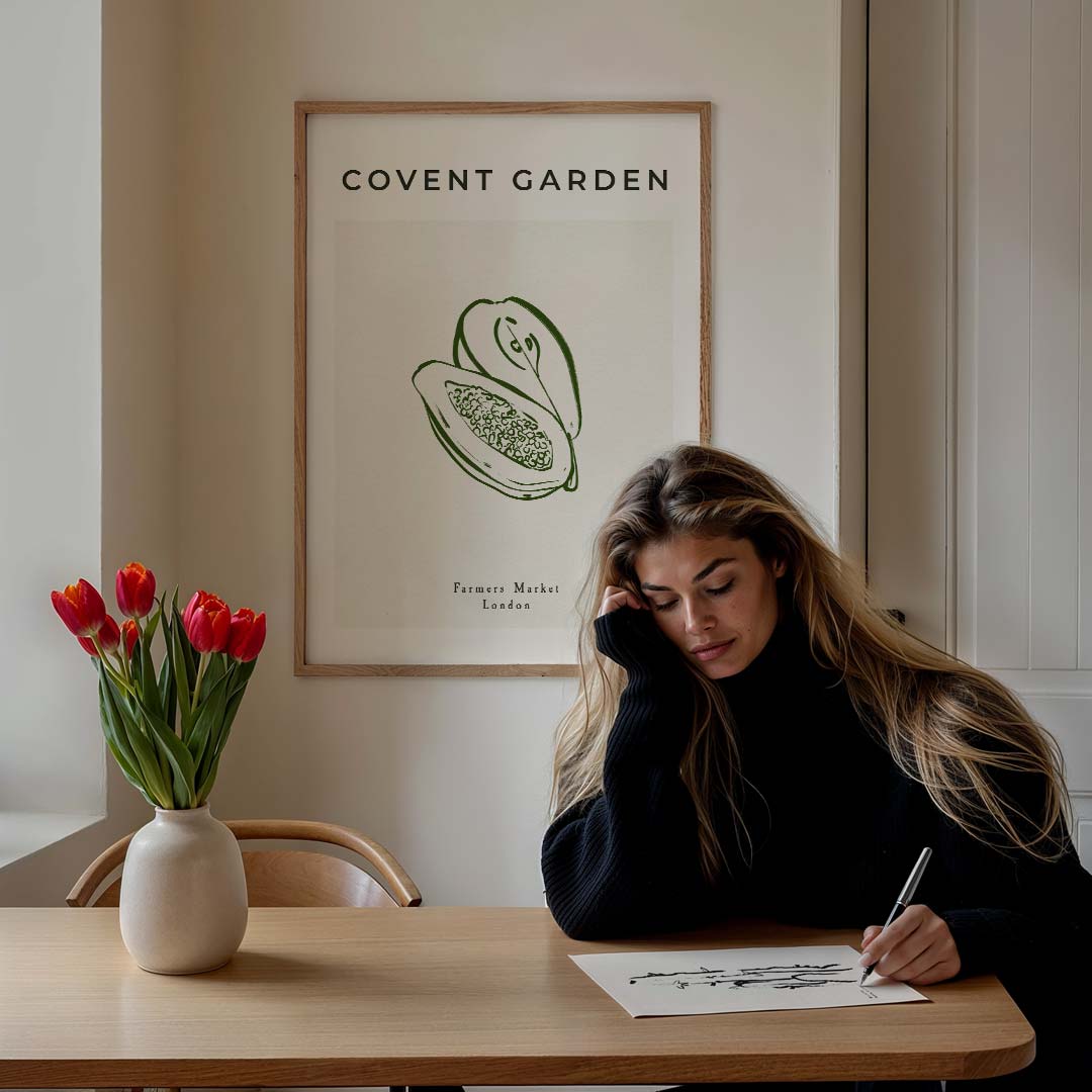 Moderne Botanische Poster Covent Garden – culinaire wandkunst als portret poster