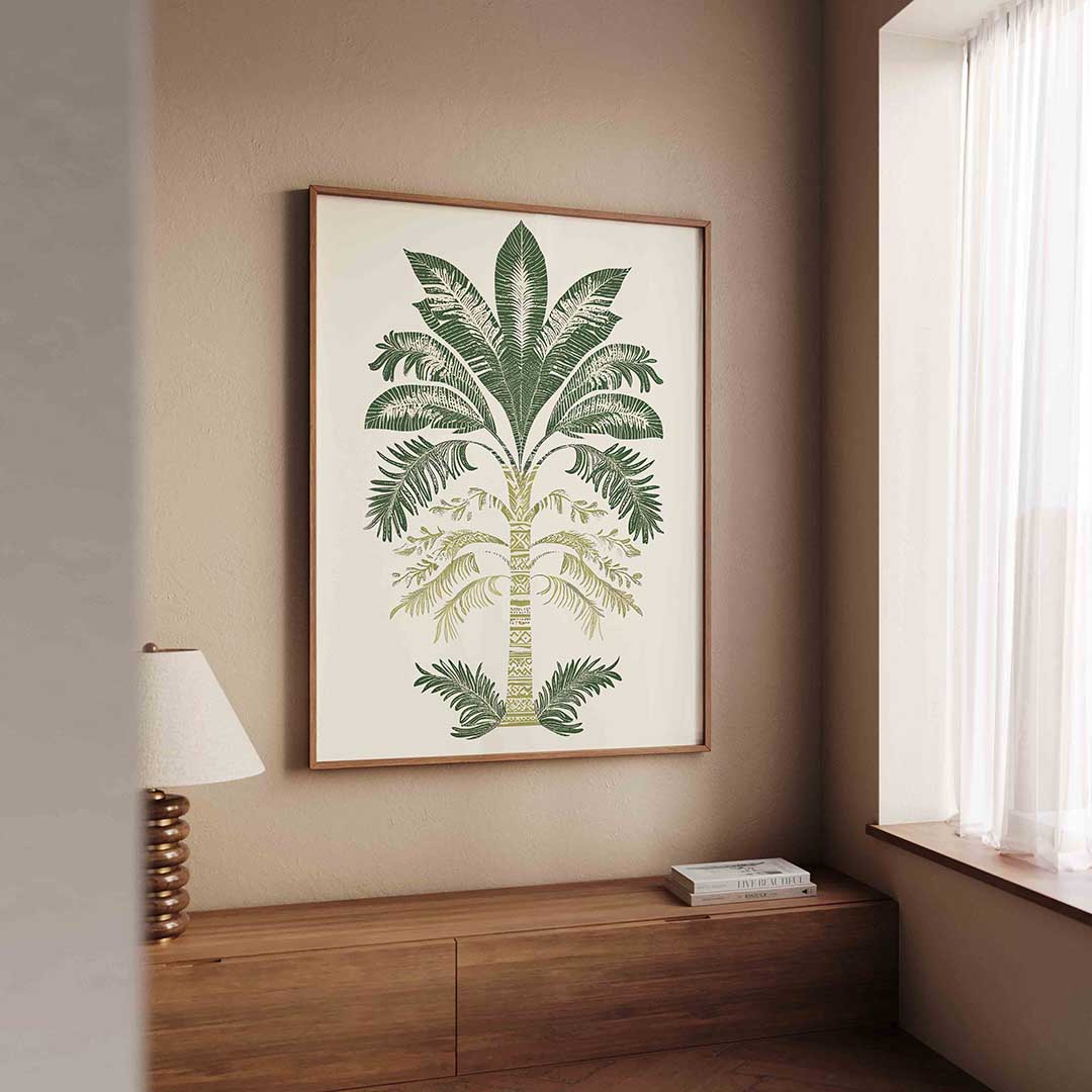 Palmboom illustratie – tropische wandkunst als portret poster