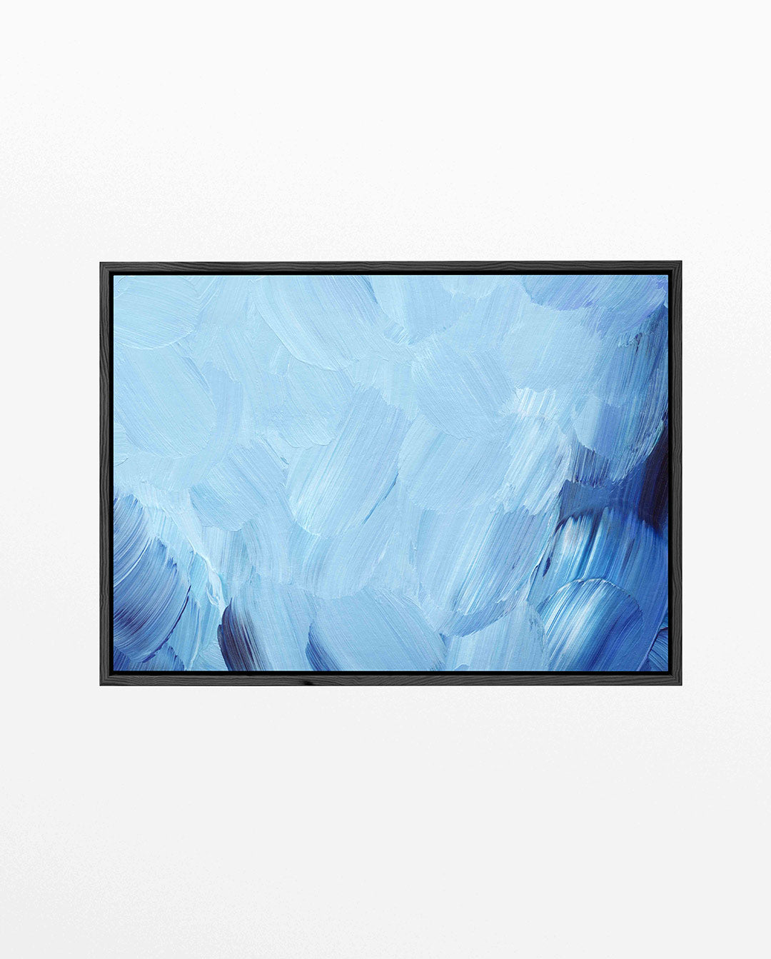 Blauwe borstelstreken – liggend wanddecoratie kunstwerk