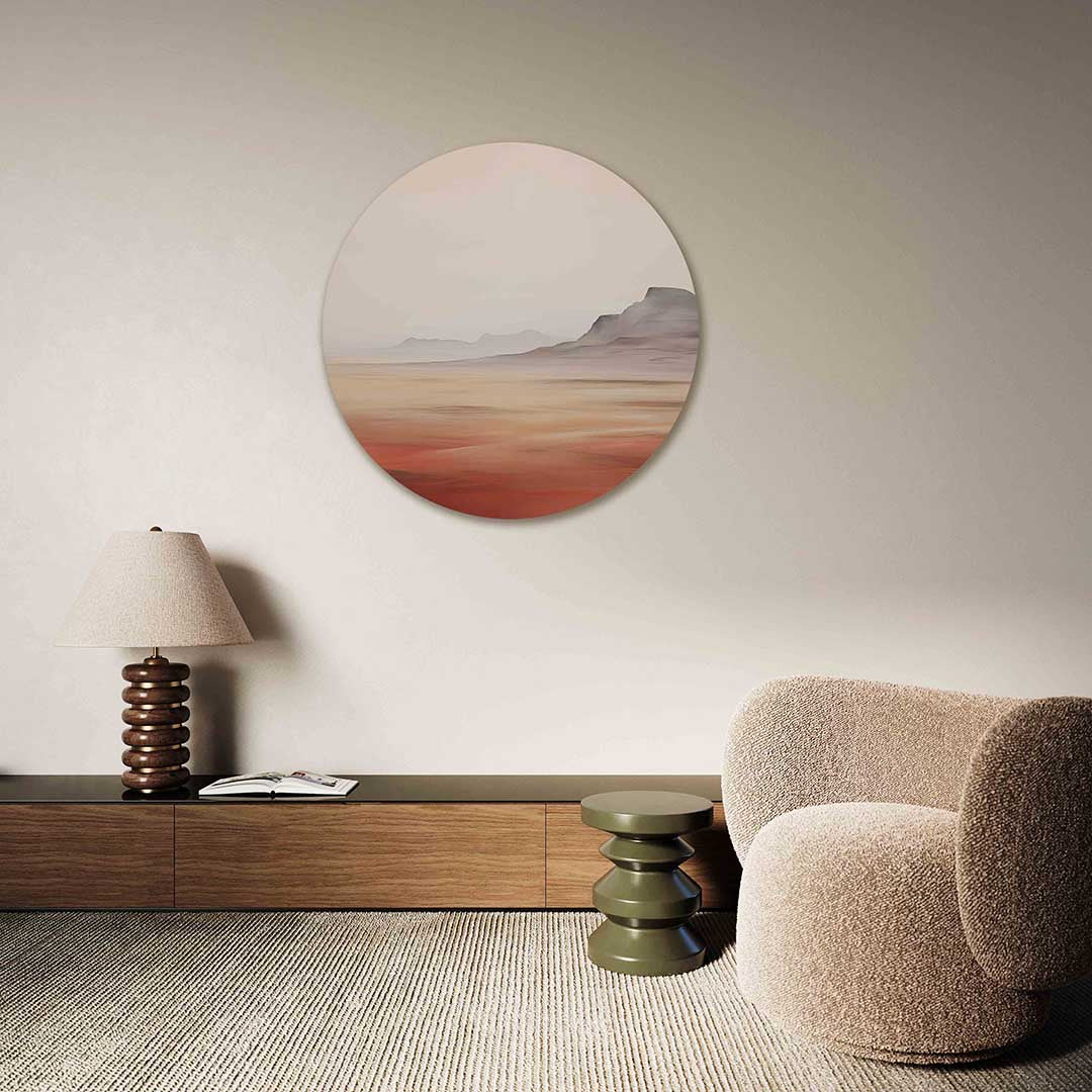Landschap met bergen – Pop Art muurcirkel als ronde wanddecoratie