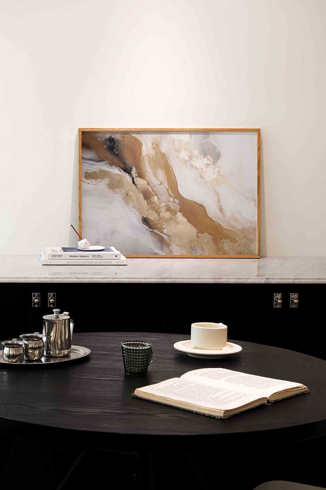 Abstracte beige en bruine – abstracte poster in liggend formaat