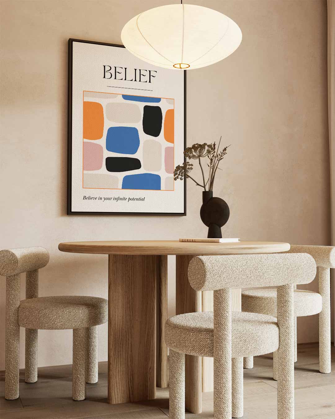 Eindeloze Potentie – kunstwerk met zwarte baklijst