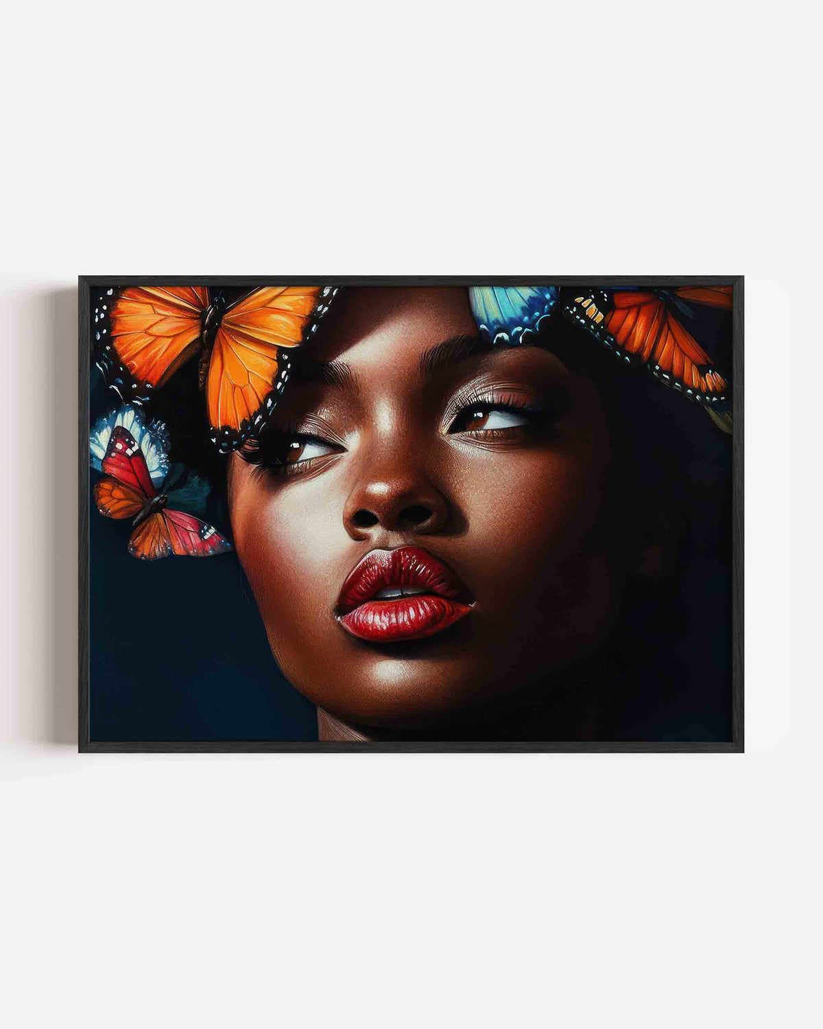 Vlinders en gezicht – vrouwelijk portret als landscape poster