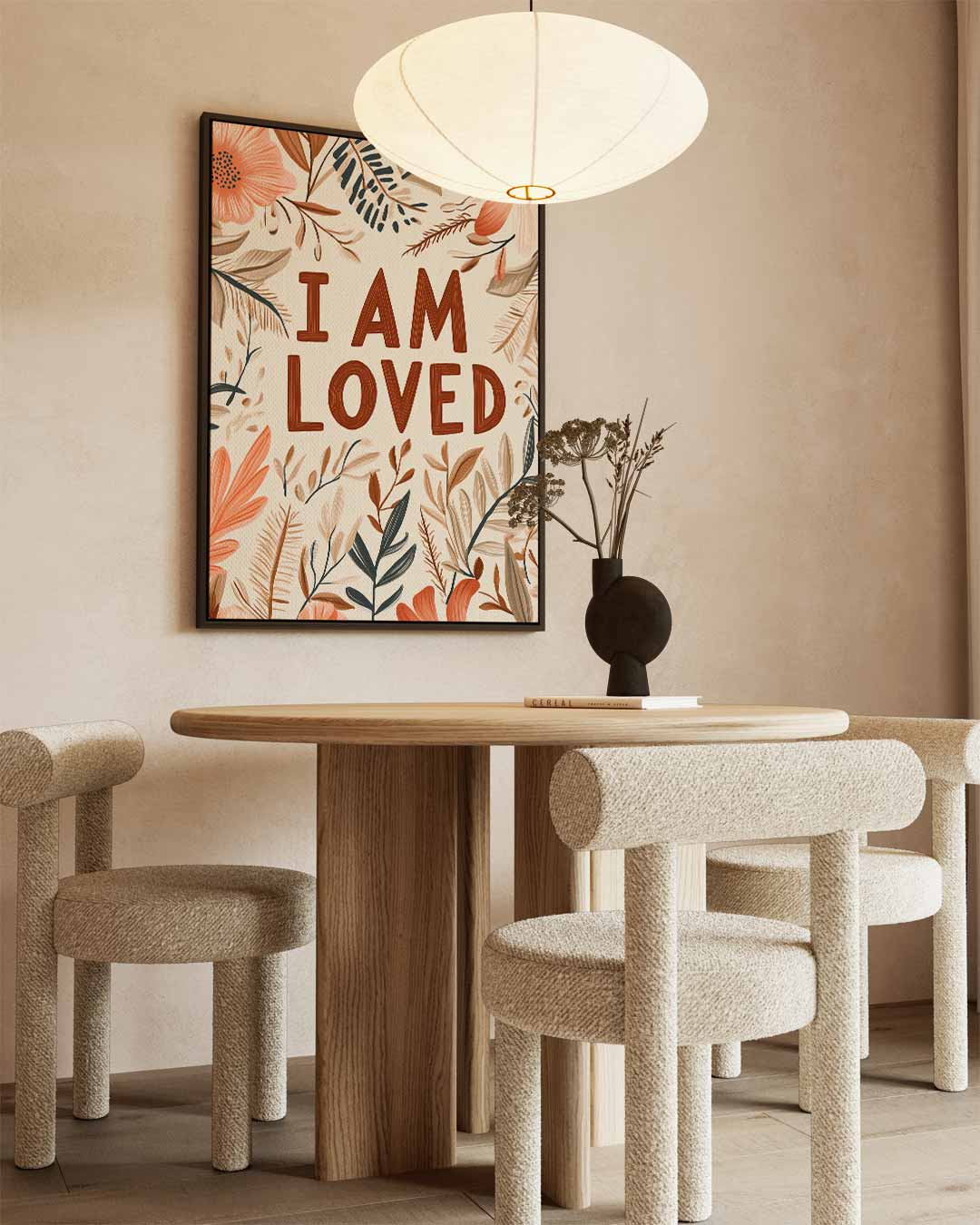 Bloemrijke Boodschap – kunstwerk met zwarte baklijst