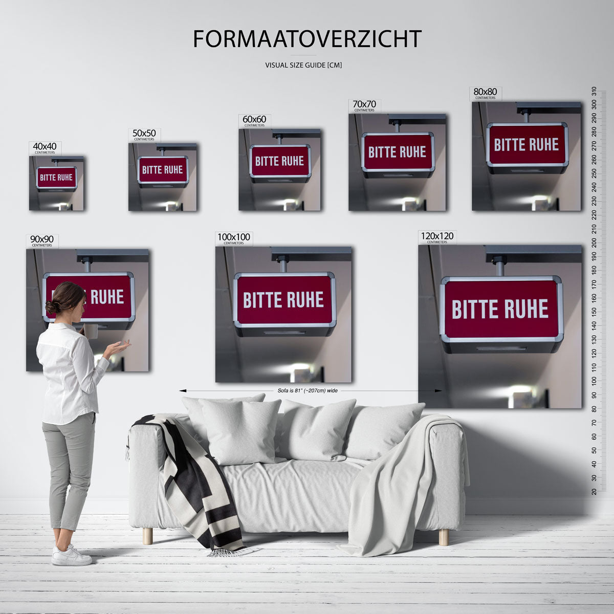 Rustig verzoek bord kunstwerk – materiaalweergave – een rechthoekig bord met een rode achtergrond en witte tekst. Het bord