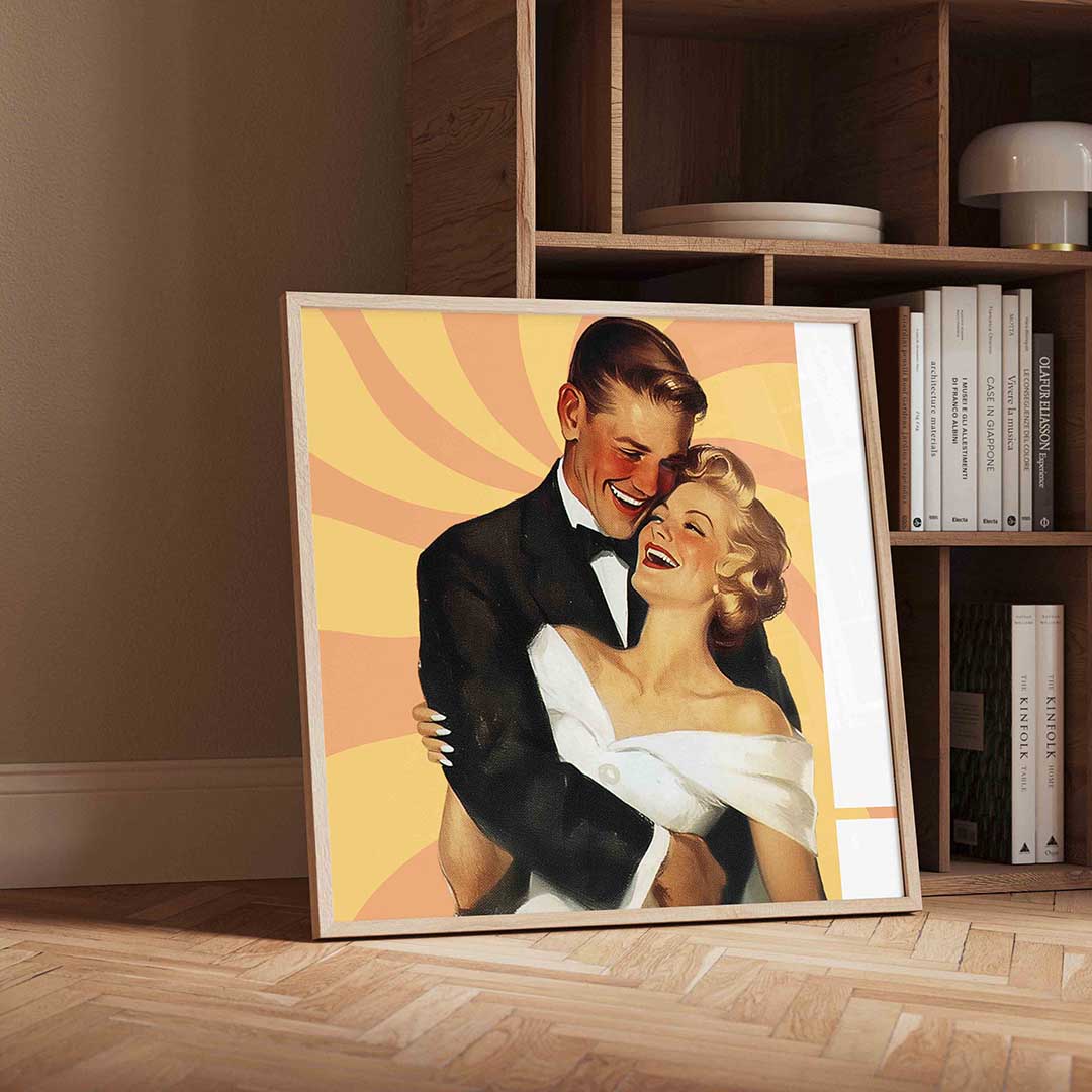 Lachend koppel – vierkante Pop Art wanddecoratie van WallArtistic