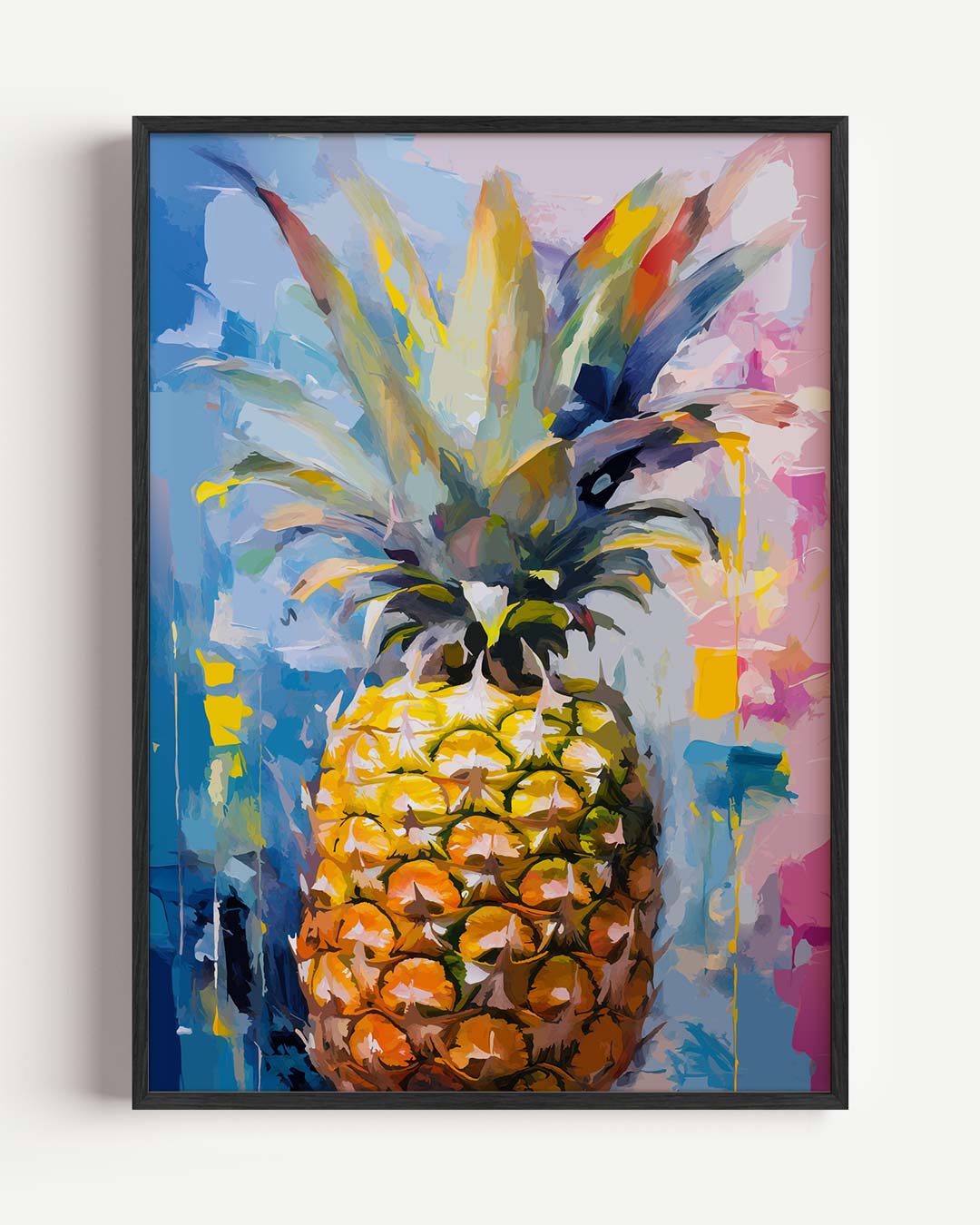 Kleurrijke Ananas Expressie – keuken portret poster als wanddecoratie
